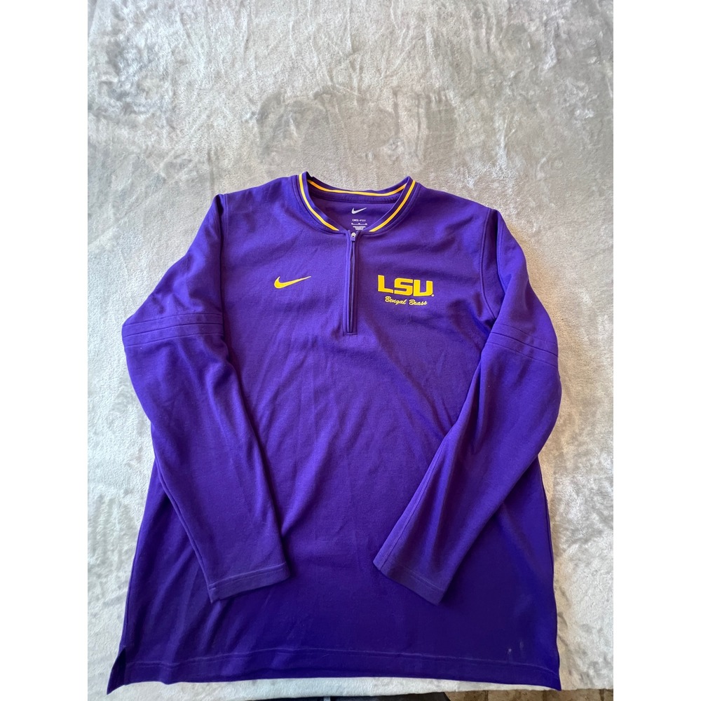 Nike LSU Pullover Mens XL Purple Bengal Brass Dri-Fit 1/4 Zip